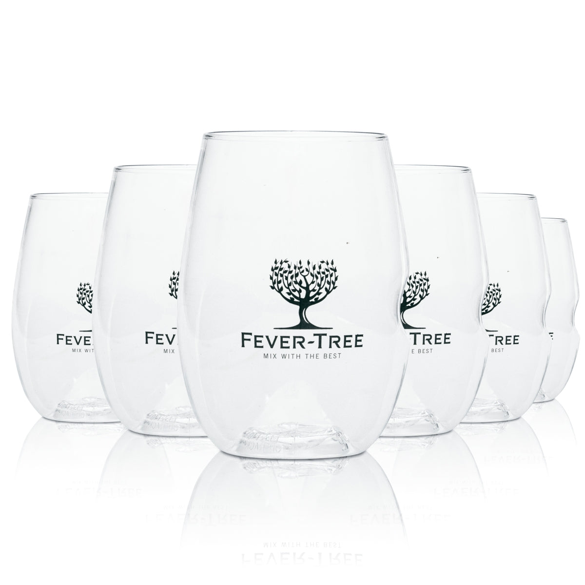 6x Fever Tree Mehrweg-Becher Hartplastik Gin 0,3l Tumbler Longdrink Gläser Glas