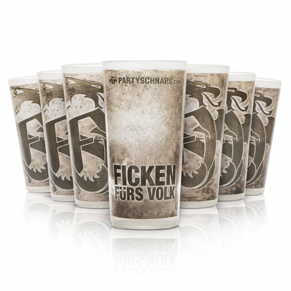 6x Ficken Kunststoff Mehrwegbecher Glas Plastikbecher Gläser Party Schnaps Likör