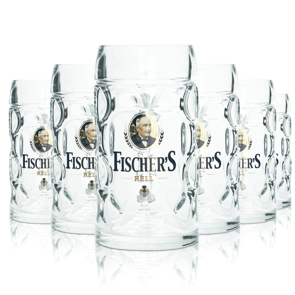 6x Fischers Glas 0,5l Bier Krug Humpen Seidel Gläser Helles Gastro Geeicht Pils