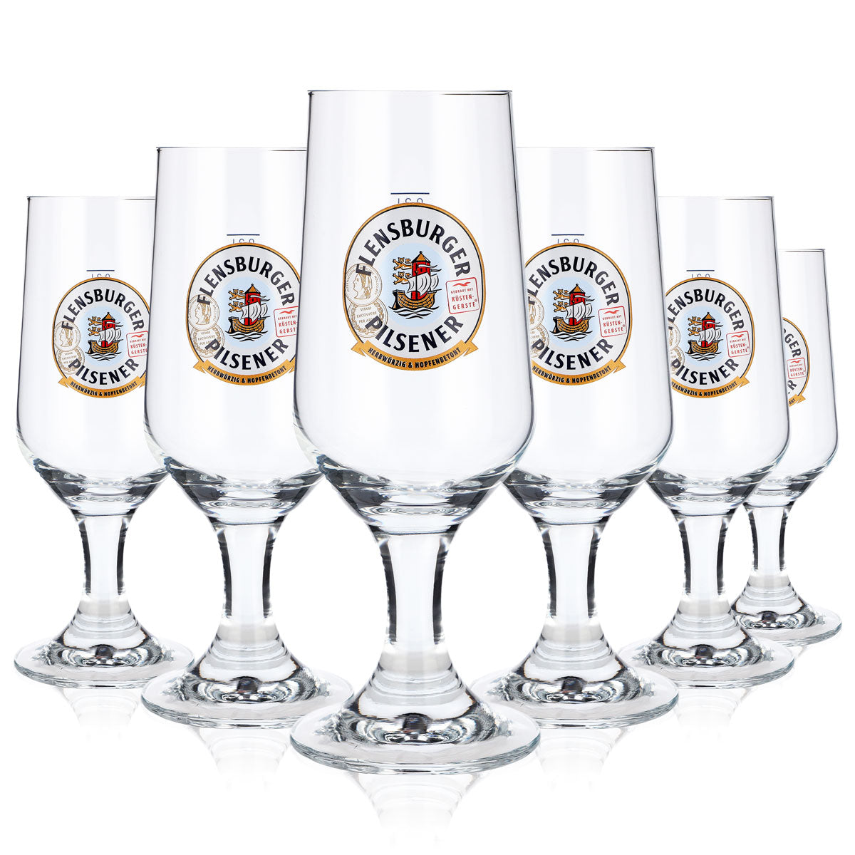 6x Flensburger Bier Glas 0,3l Biergläser Pokalglas "Herbwürzig Hopfenbetont" – Ansicht 5