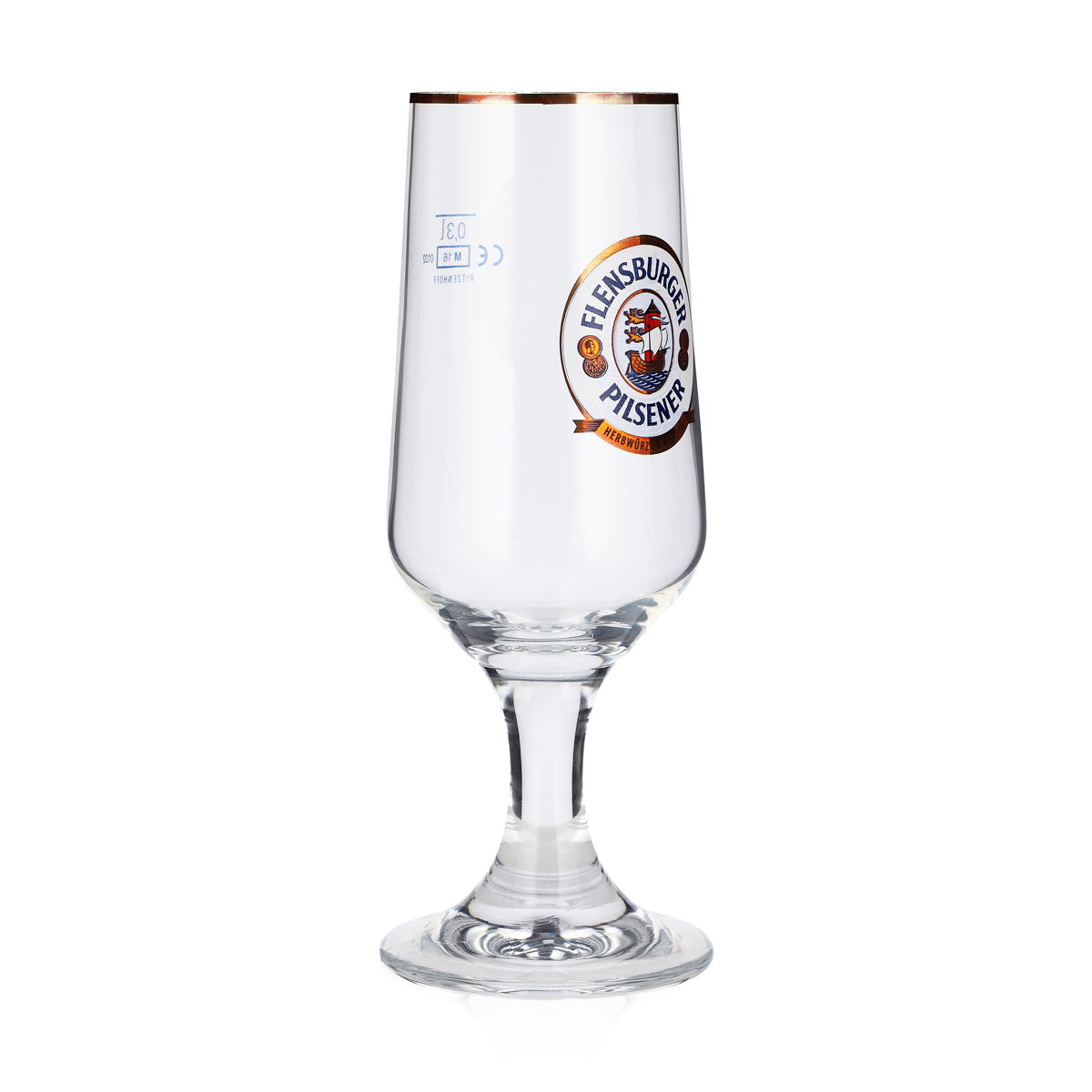 6x Flensburger Bier Glas 0,3l Tulpe Goldenes Logo Ritzenhoff Pokal – Ansicht 3