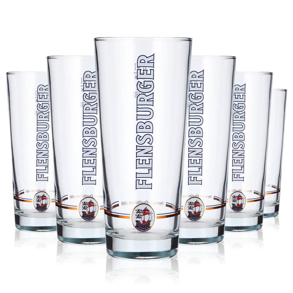 6x Flensburger Bier Glas 0,5l Becher Tumbler Frankonia Rastal Bierglas