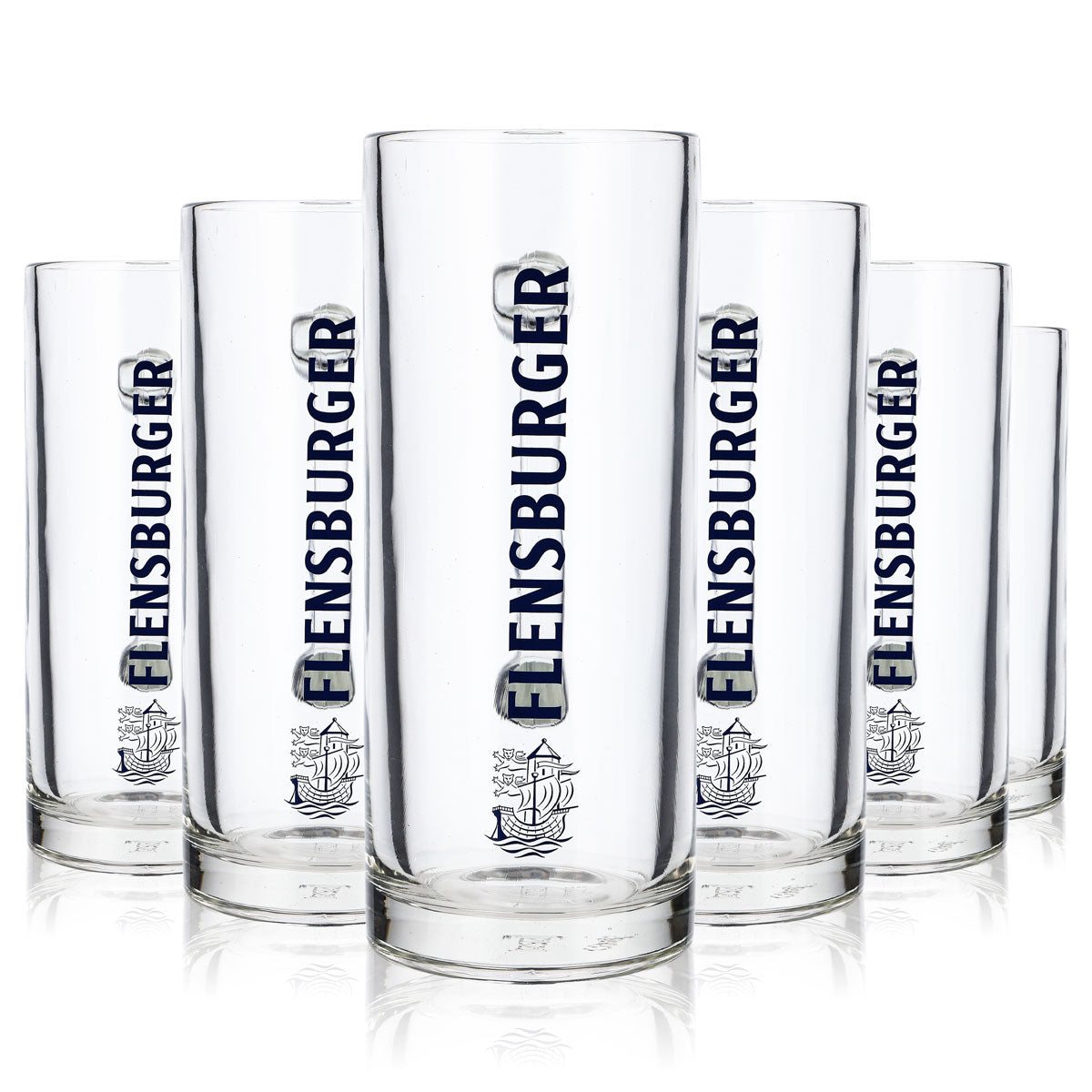 6x Flensburger Bier Glas 0,5l Biergläser Krug Seidel Humpen blaue Schrift – Ansicht 7