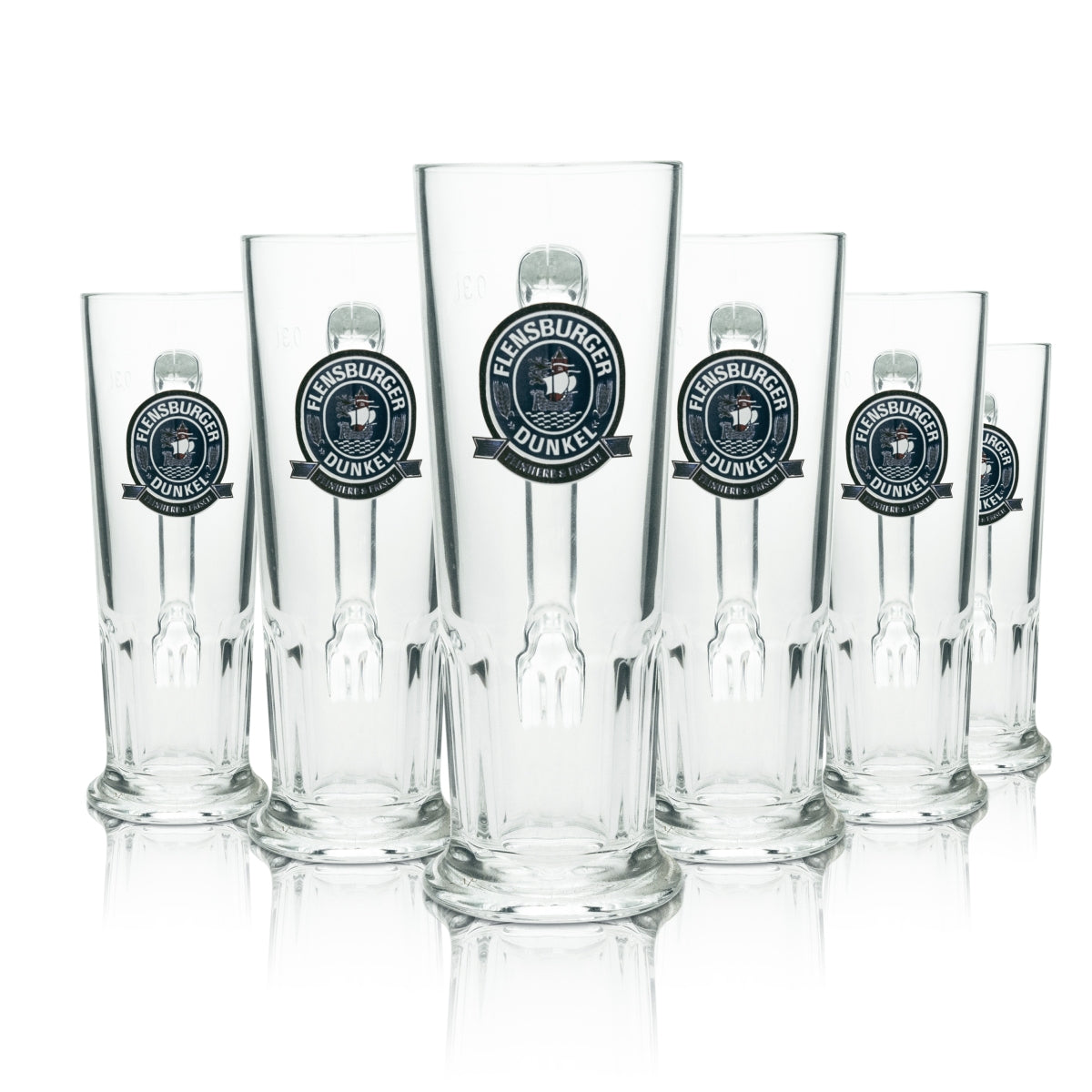6x Flensburger Bier Glas Krug 0,3l Dunkel Feinherb & Frisch