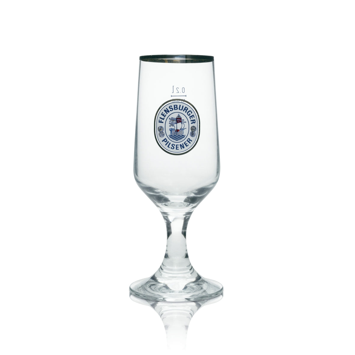 6x Flensburger Bier Glas Pokal mit Goldrand 200ml rastal – Ansicht 2