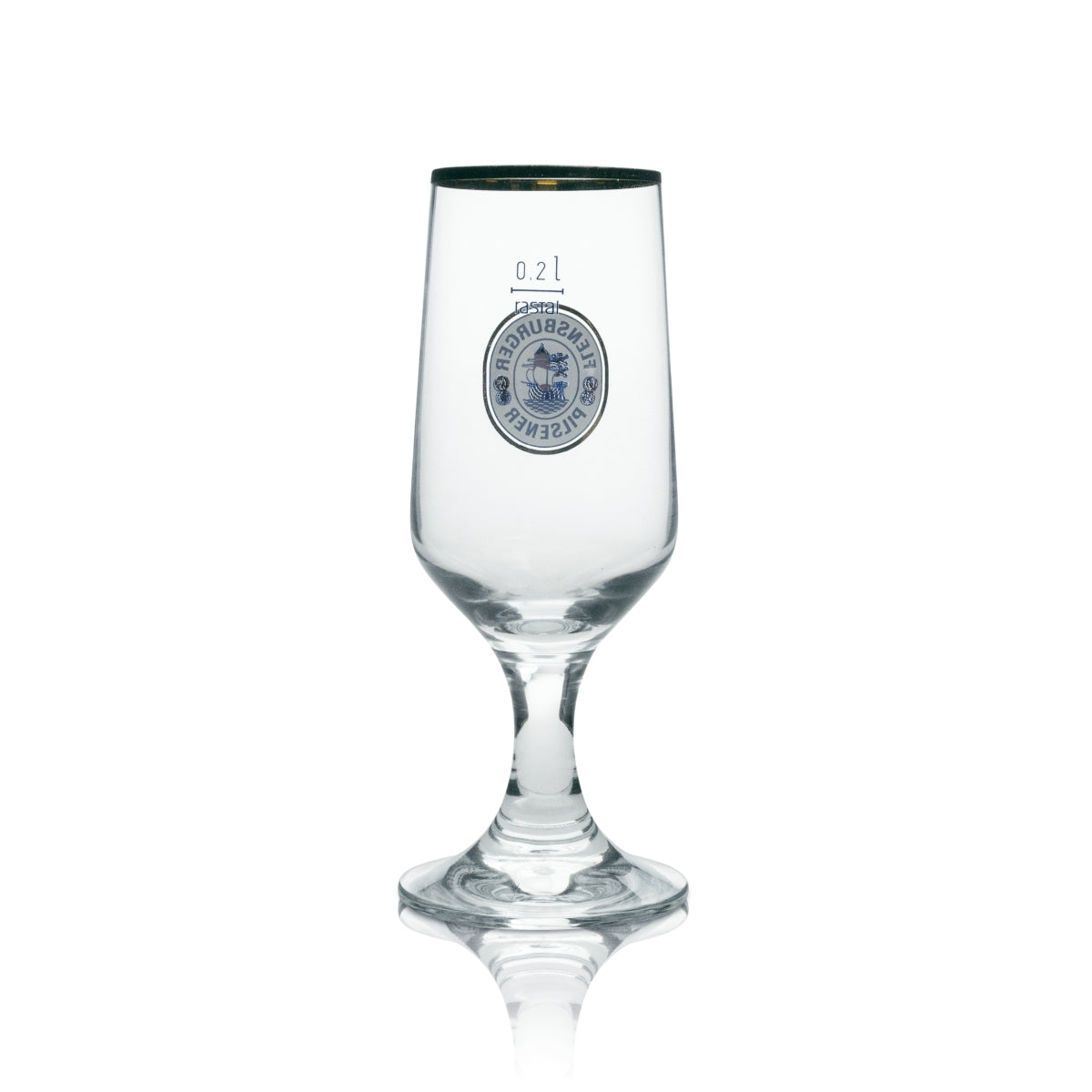 6x Flensburger Bier Glas Pokal mit Goldrand 200ml rastal – Ansicht 3