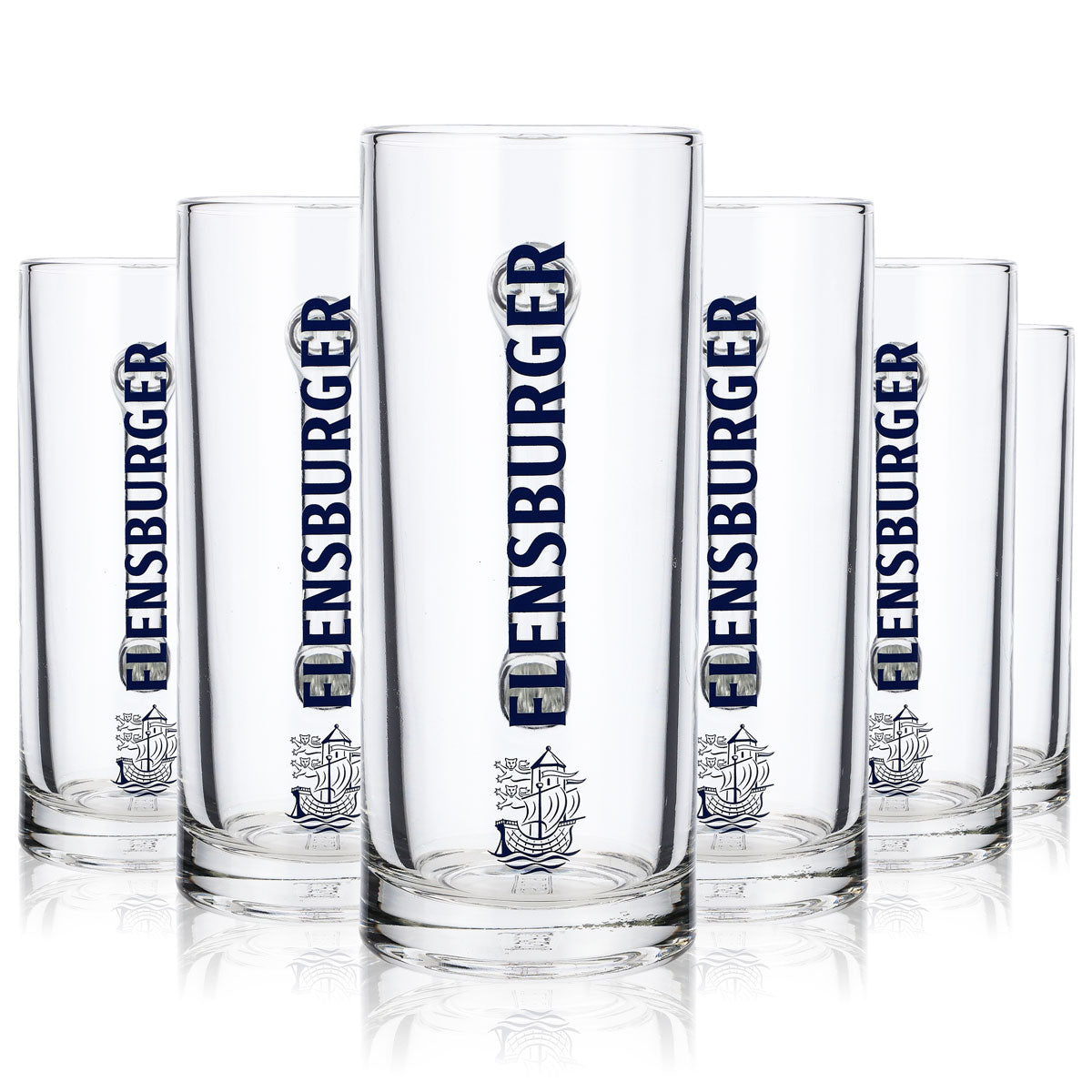 6x Flensburger Bierkrug 0,3l Glas Biergläser Seidel Humpen blaue Schrift – Ansicht 7