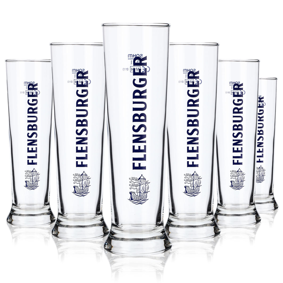 6x Flensburger Glas 0,2l Bier Becher blauer Schriftzug Sahm Vancouver – Ansicht 5