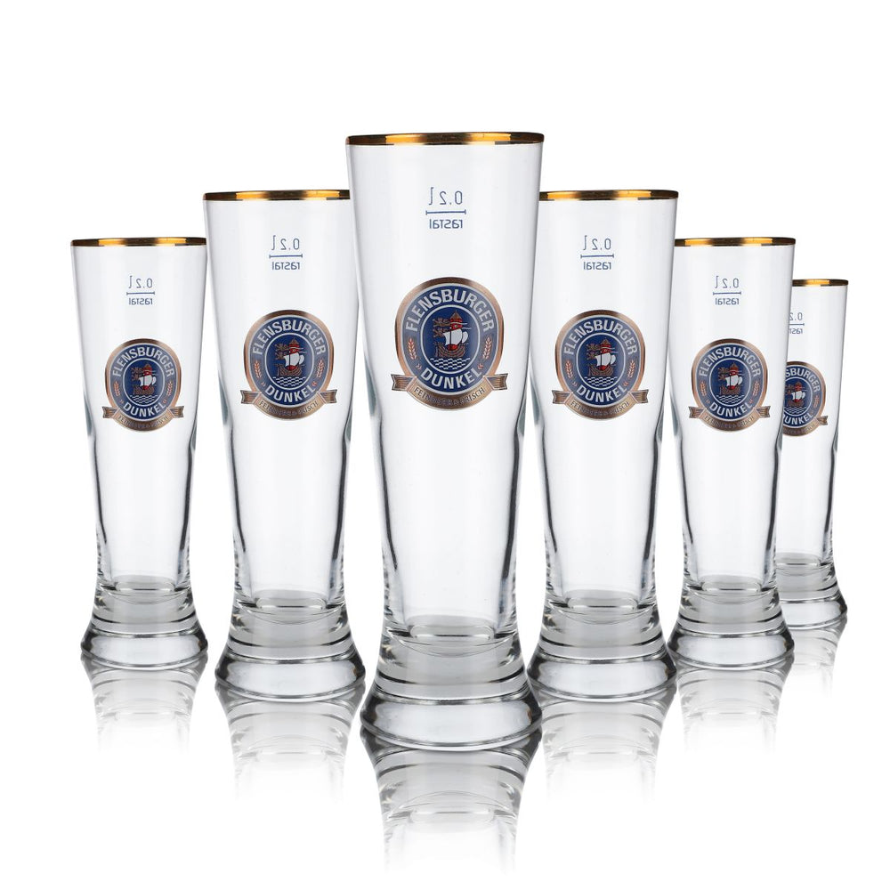 6x Flensburger Glas 0,2l Biergläser Merkur Tulpe Pilsener Dunkel