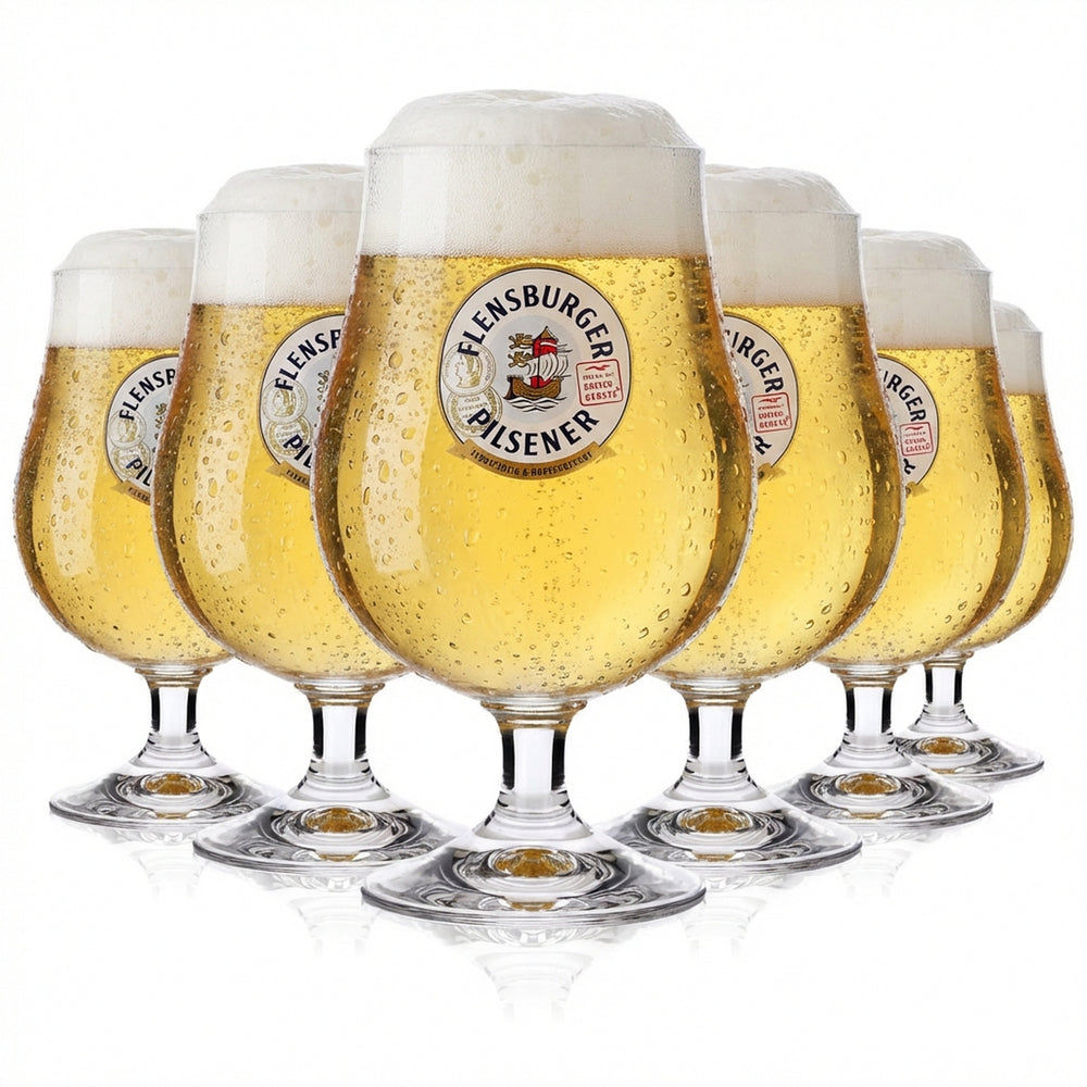 6x Flensburger Glas / Gläser Bierglas 0,4l Schwenker Kugelglas Lüttich 2024