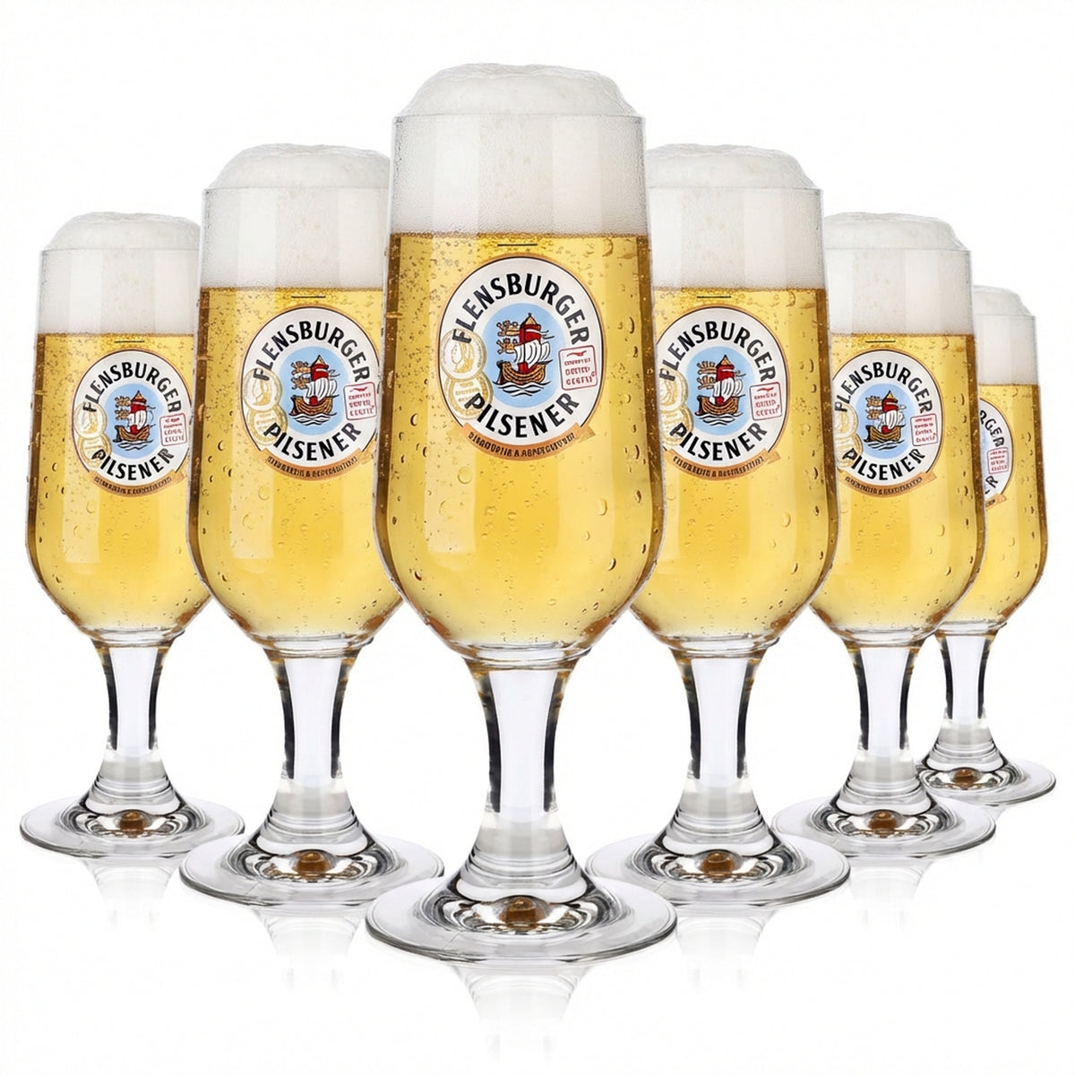6x Flensburger Pokalglas Biergläser 0,4l Gläser Goldrand Ritzenhoff