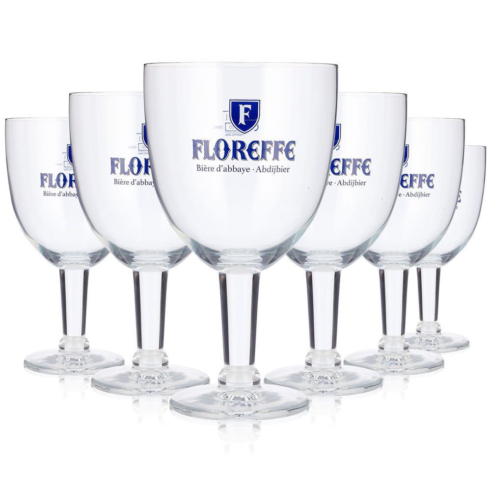 6x Floreffe Bier Glas 0,5l Kelch blaues Logo Ritzenhoff (6er Set)