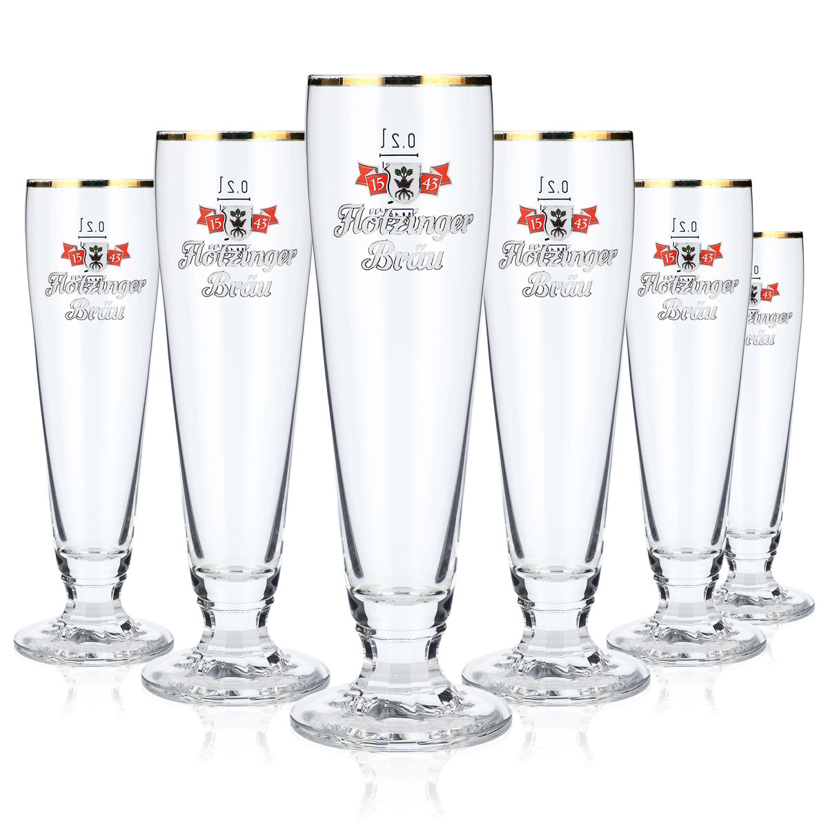 6x Flötzinger Bier Glas Biergläser 0,2l Pokalgläser Goldrand – Ansicht 5