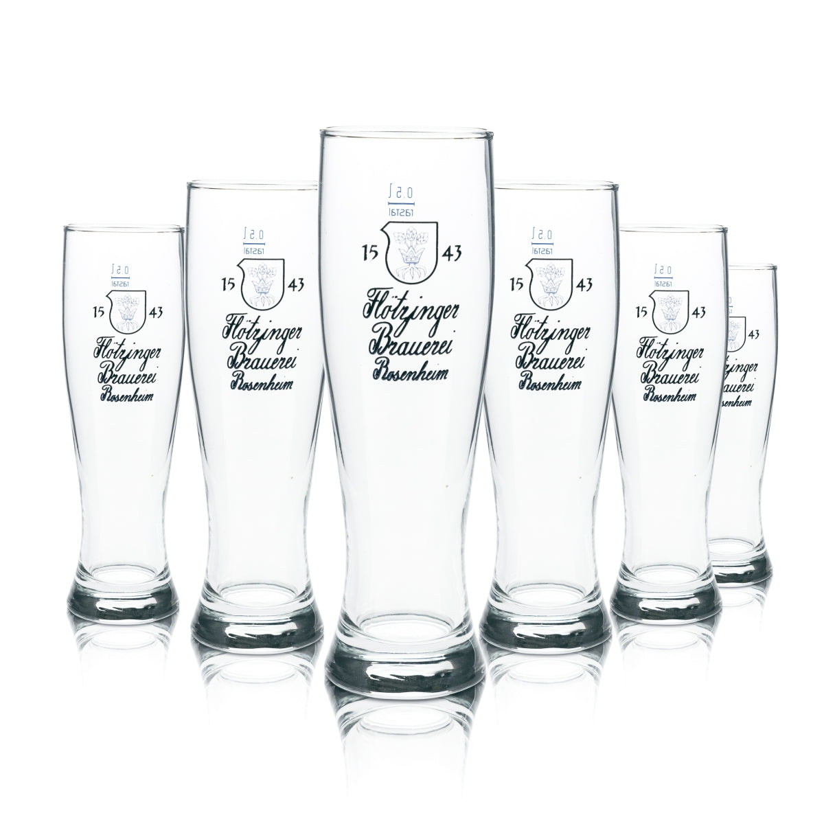 6x Flötzinger Weißbierglas 0,5l Hefe Weizen Gläser Brauerei Bayern Gastro Bar