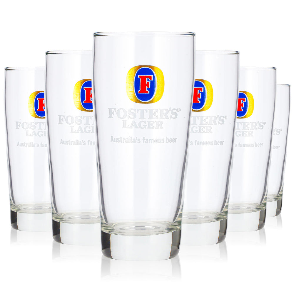 6x Fosters Bier Glas 0,26l Becher Bierglas Willibecher Bierkrug Seidel (6er Set)