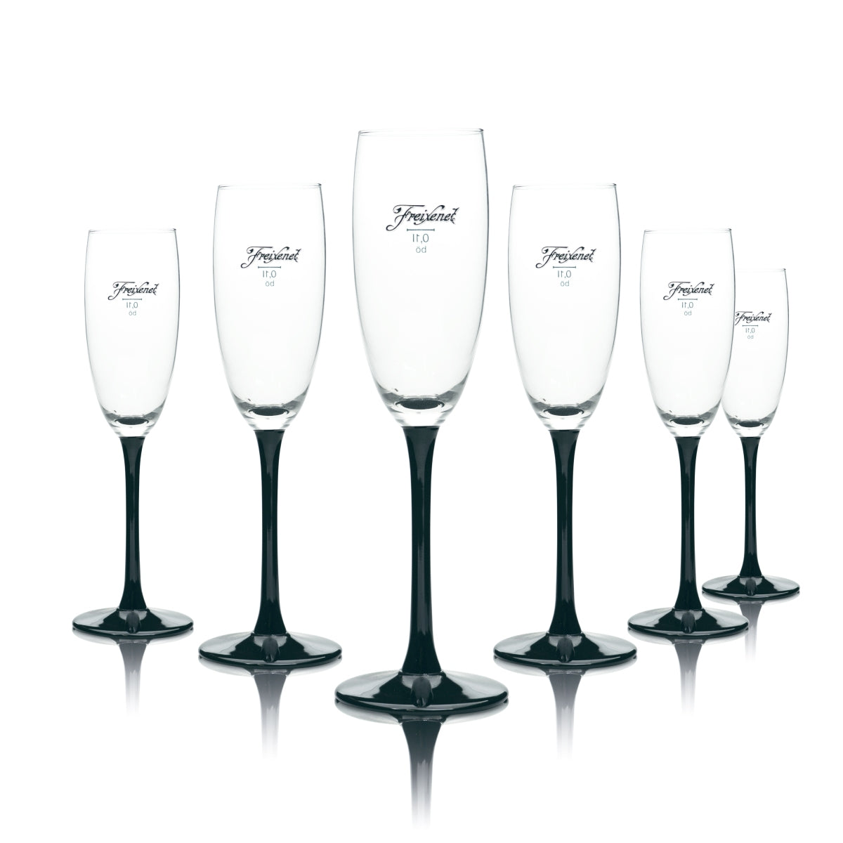6x Freixenet Sekt Glas 0,1l Flöte Schwarz Gläser Prosecco Champagner Aperitif