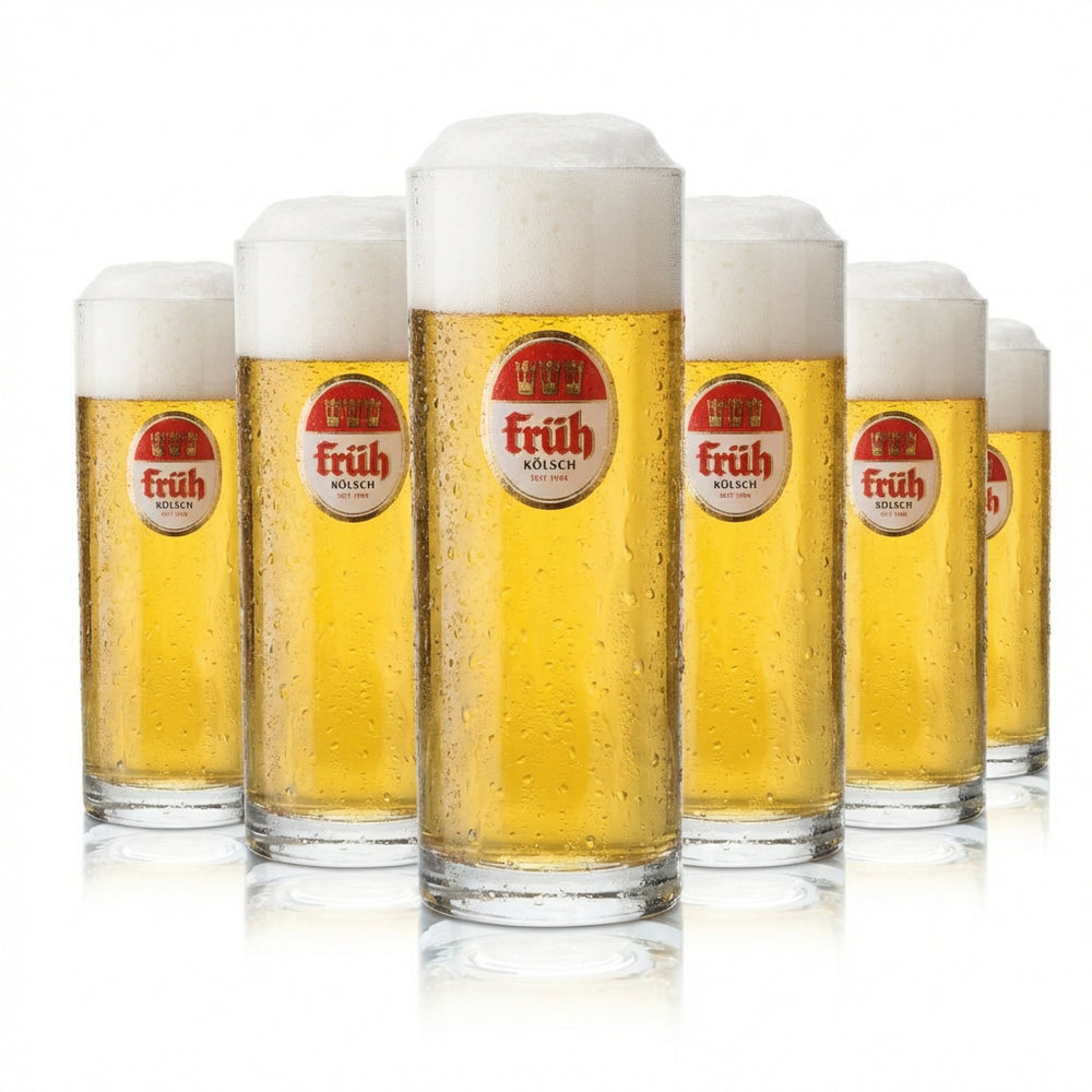 6x Früh Kölsch Bier Glas 0,4l Stange Becher Gläser Karneval Gastro Kneipe Köln