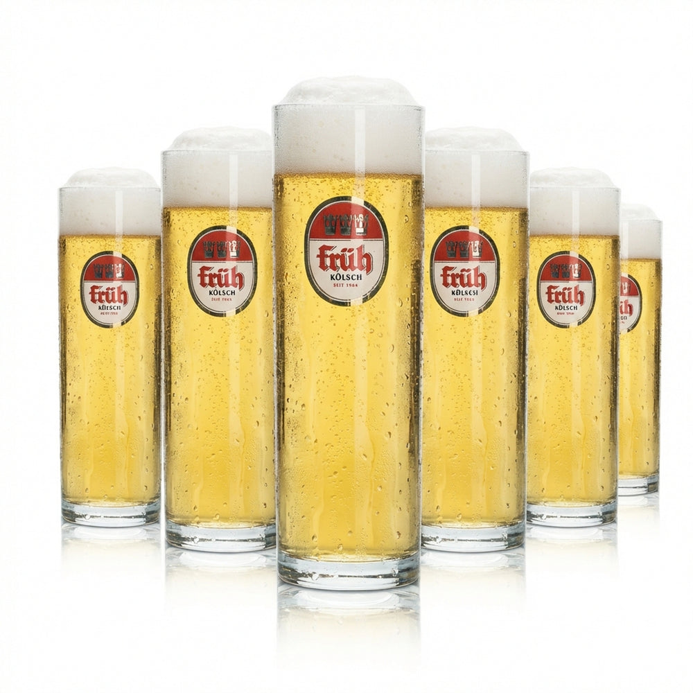 6x Früh Kölsch Bierstange Bierglas 0,2l Gläserset Kölner Brauerei Kneipe Köbes