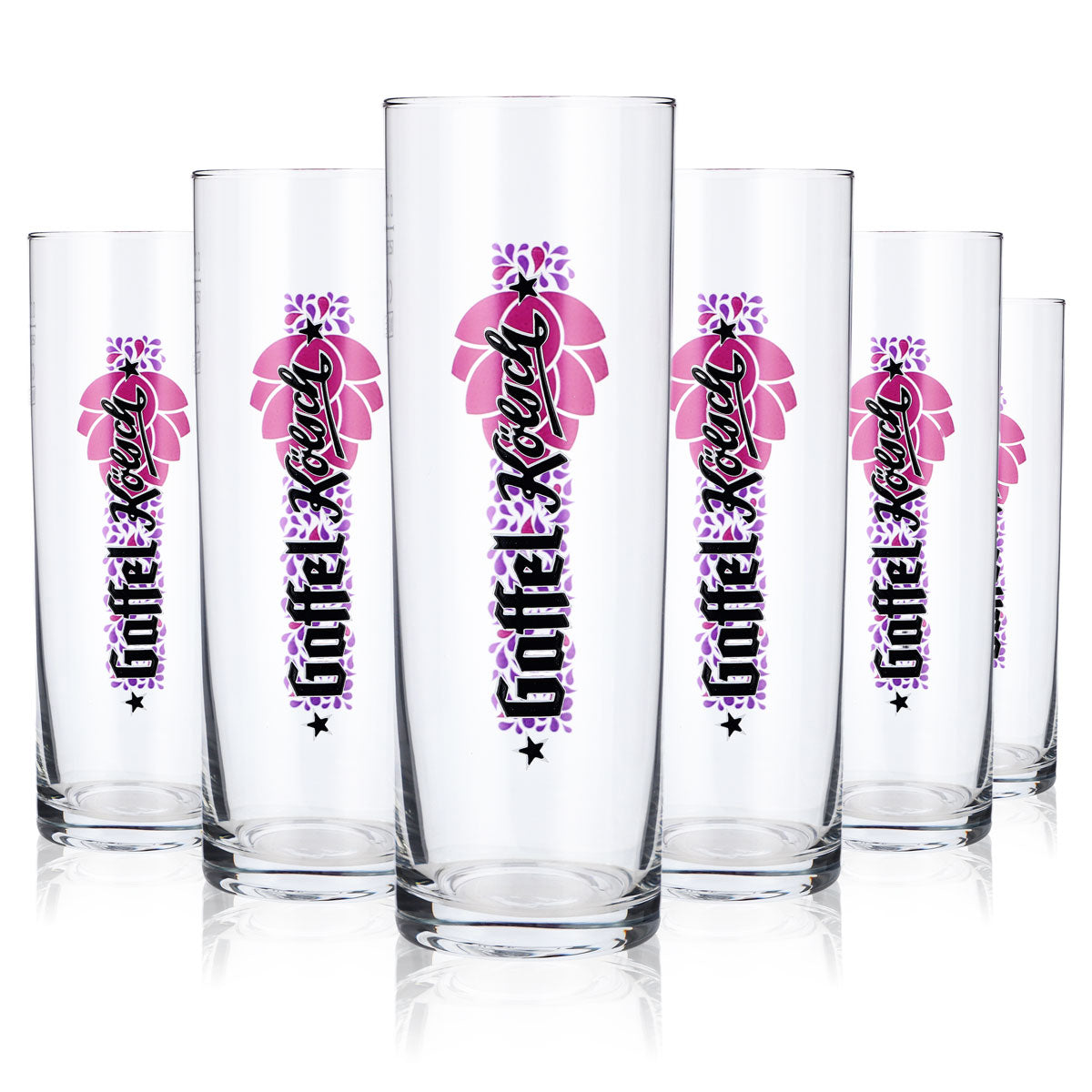 6x Gaffel Bier Glas Biergläser 0,3l Stange/Kölschglas lila Hopfenmotiv – Ansicht 8