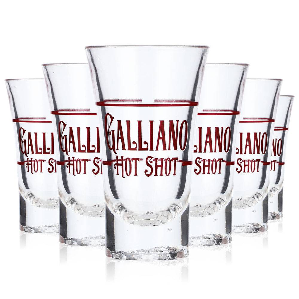 6x Galiano Likör Acryl Shot Glas Kurzer Stamper rote Ausführung