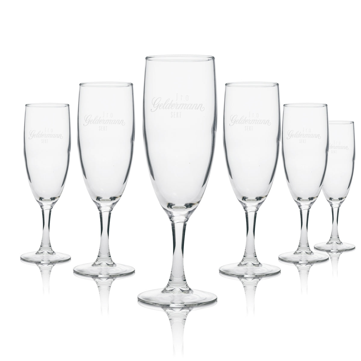 6x Geldermann Sekt Glas Flöte länglich 0,1l
