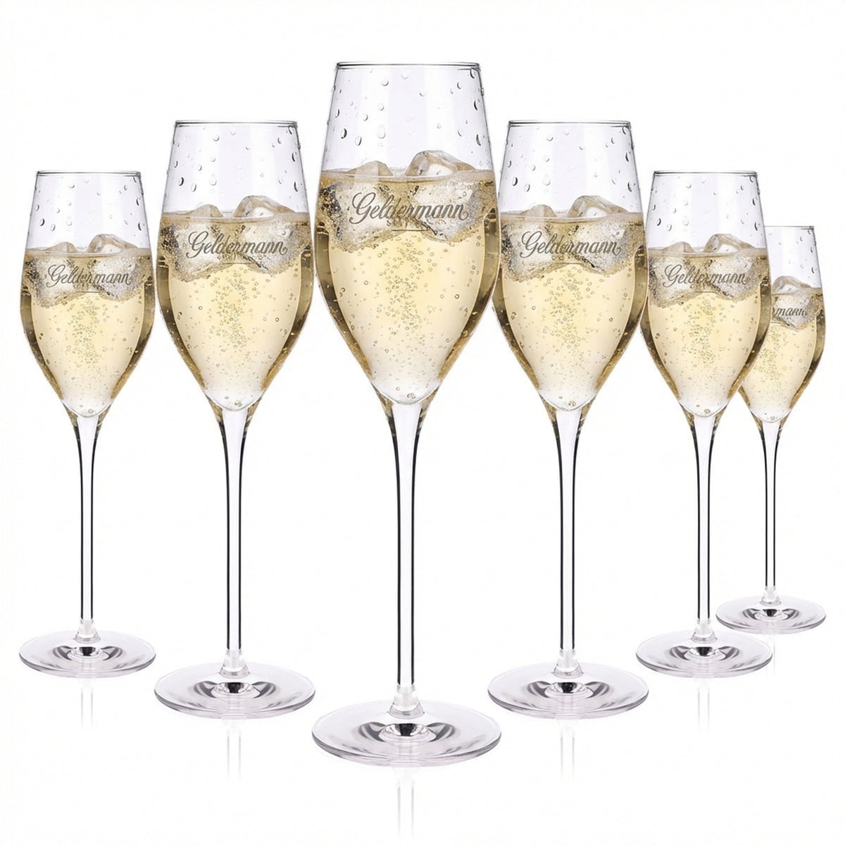 6x Geldermann Sekt Glas Stölzle Sektgläser Flöte Eichung auf 0,1l Füllmenge 0,265l langer Stiel