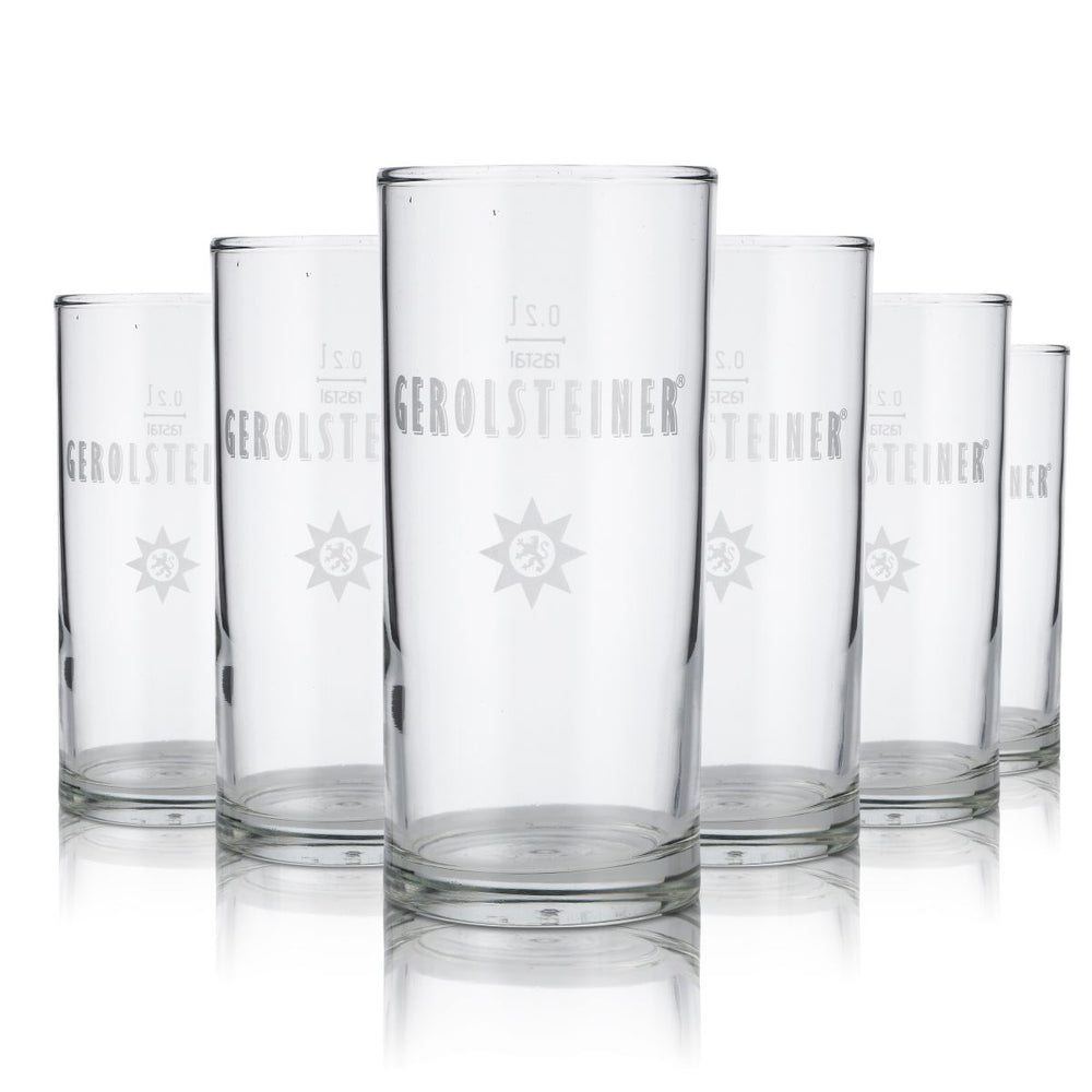 6x Gerolsteiner Glas 0,2l Mineralwasser Sprudel Soda BecherGläser Set Gastro