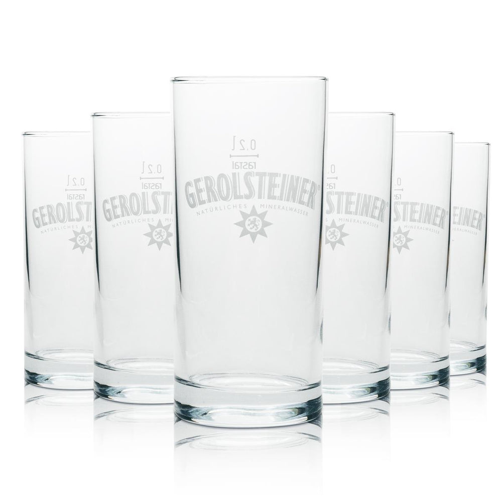 6x Gerolsteiner Wasser Glas 0,2l Becher Rastal