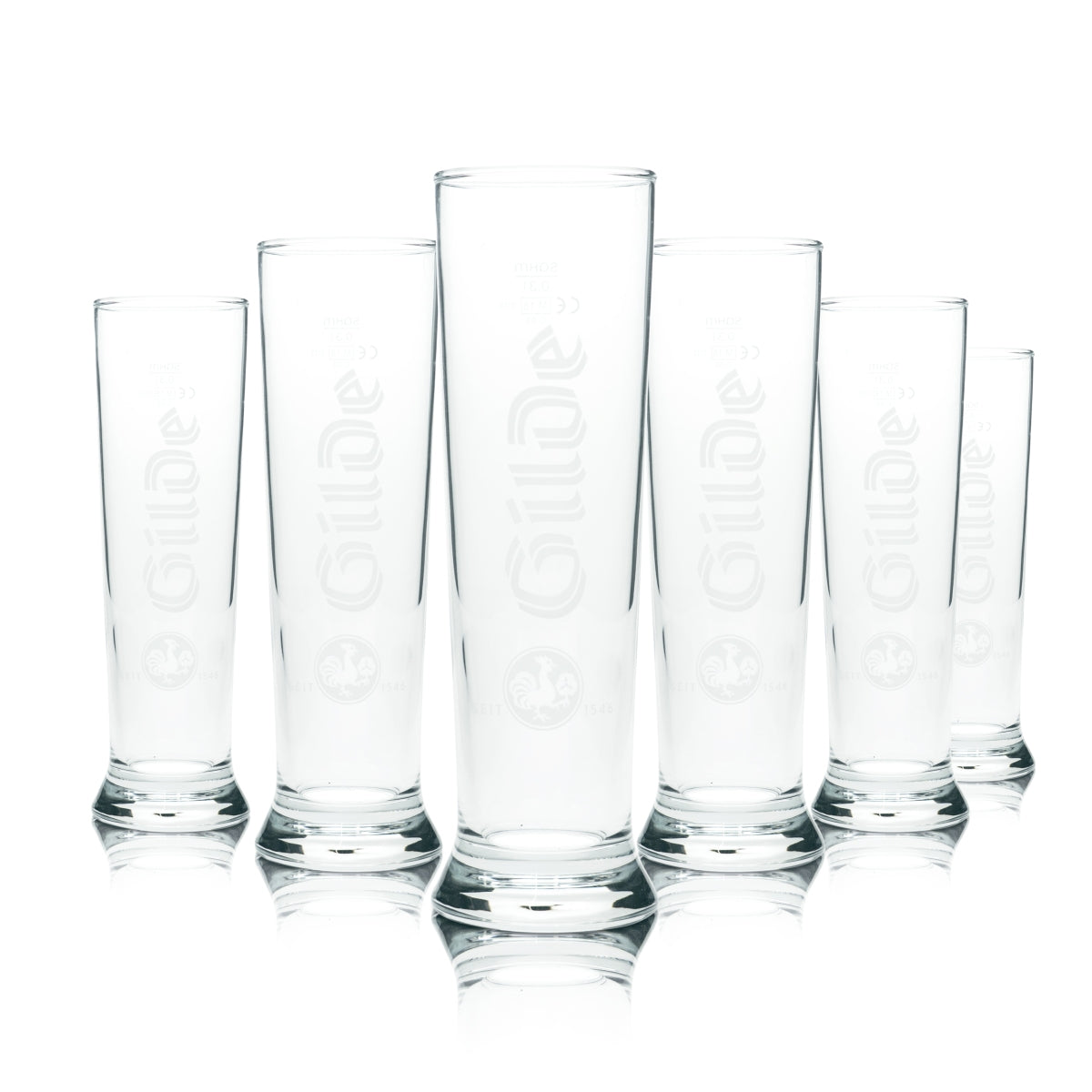 6x Gilde Bier Glas 0,3l Pokal Stange Tulpe Vancouver Gläser Pils Brauerei Bar