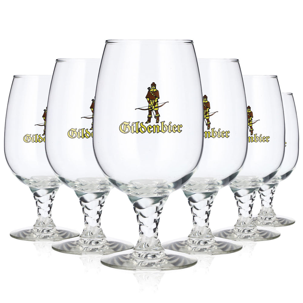 6x Gildenbier Bier Glas 0,4l Pokal Relief am Stiel