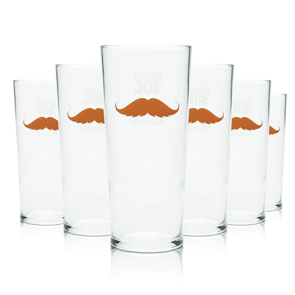 6x Ginger Joe Bier Glas 0,5l PINT Becher Mustache Englisch Willi Gläser Beer