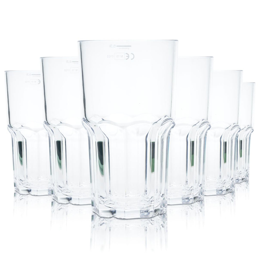 6x glass4ever Becher Glas 0,32l Kunststoff Mehrweg Gläser Unzerbrechlich Granity