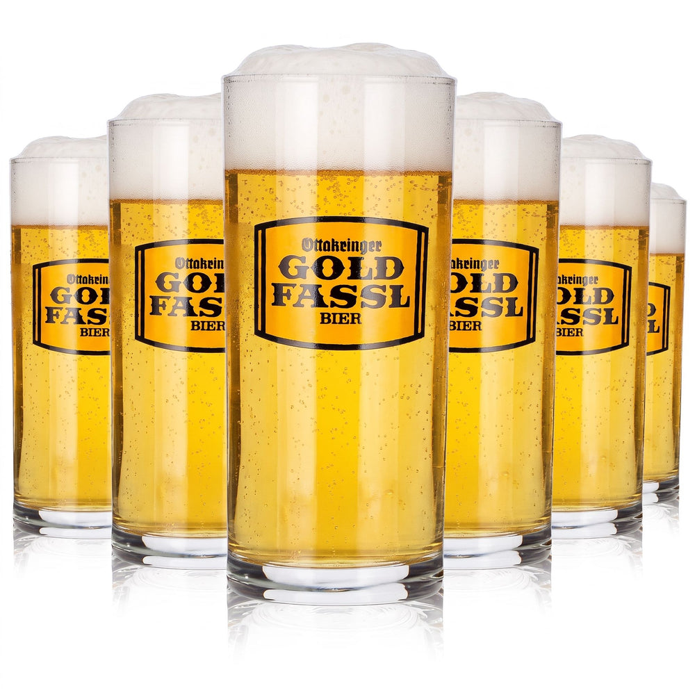 6x Gold Fassl Bier Glas 0,3l Becher