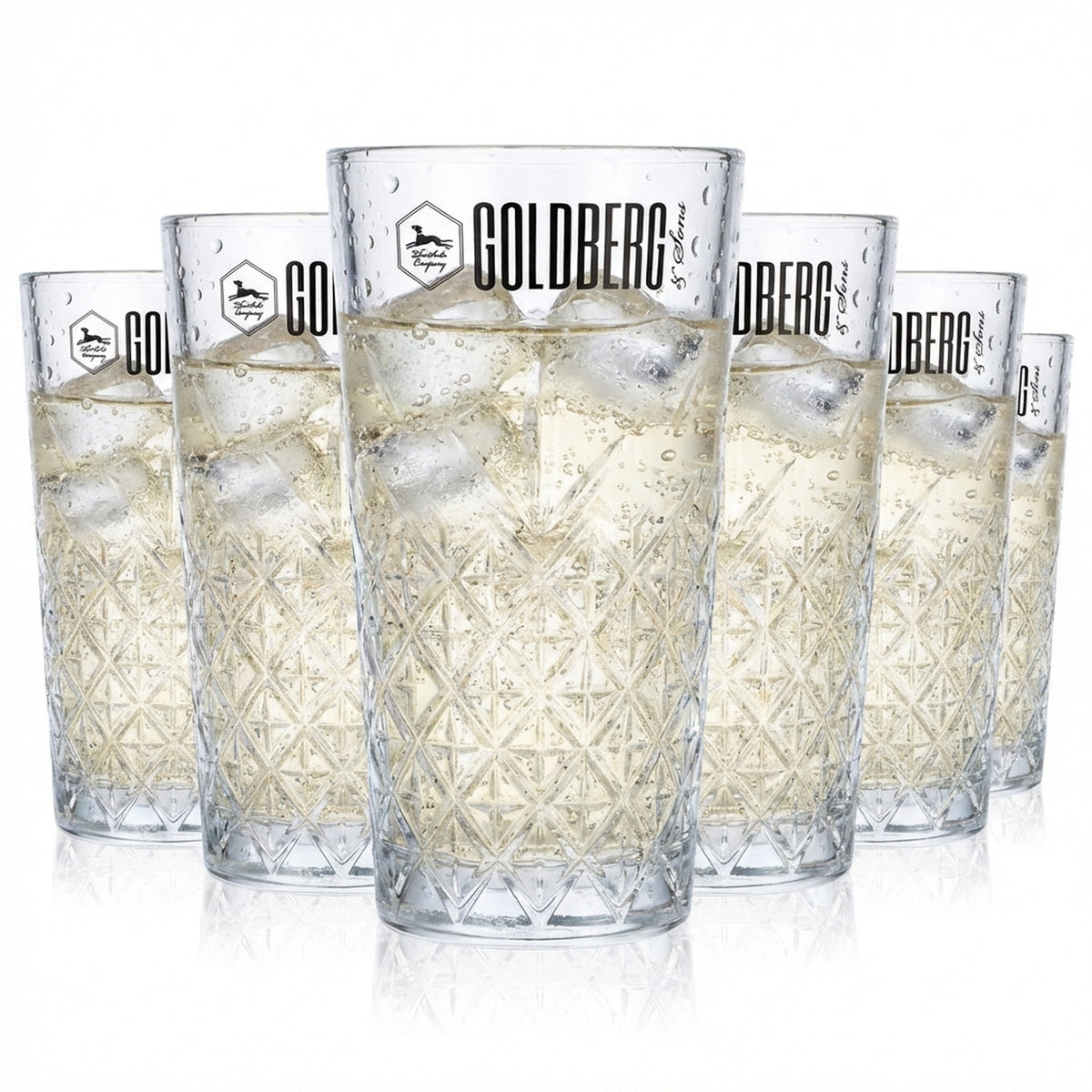 6x Goldberg Softdrink Glas 0,36l Longdrinkglas Gläser Relief Timeless