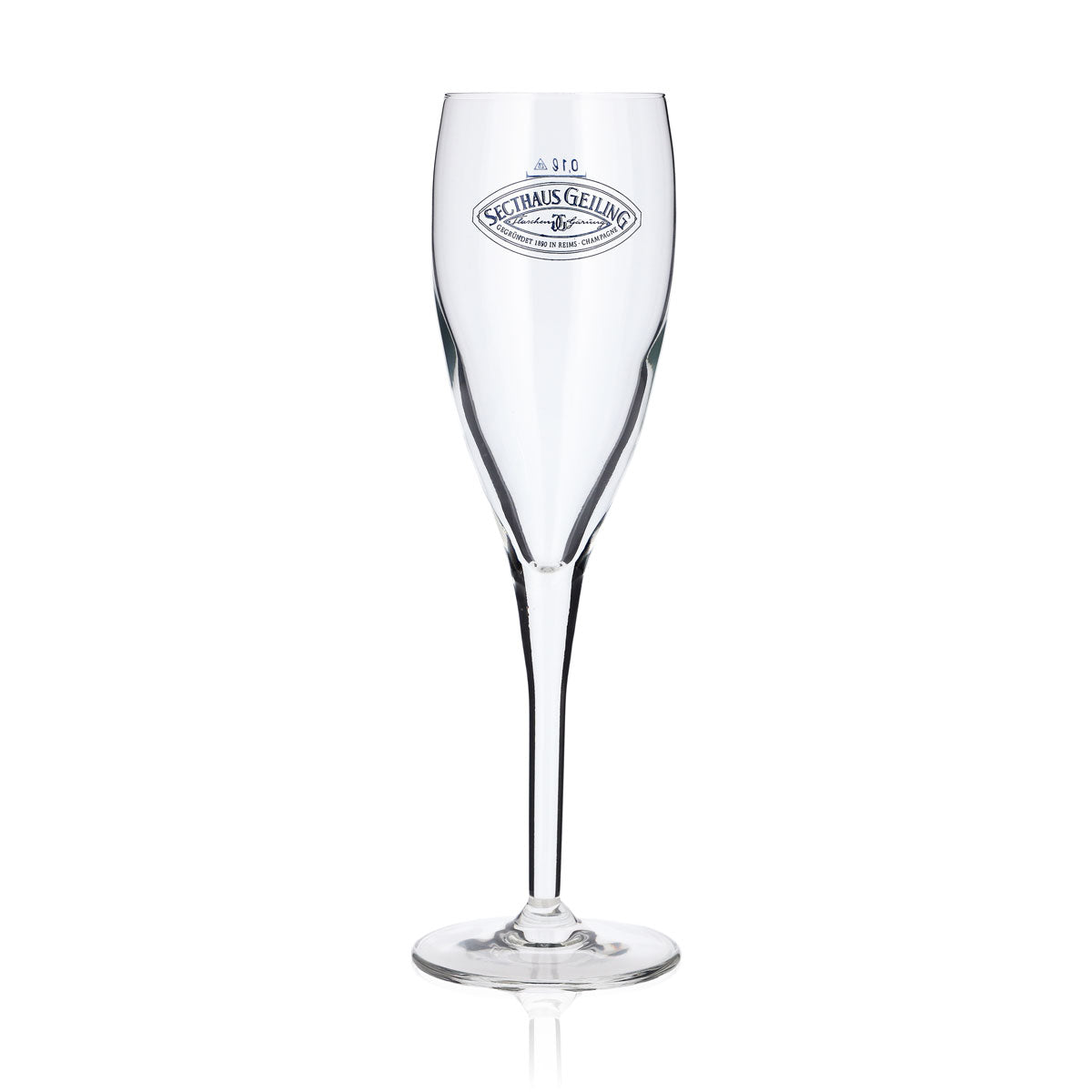 6x Goldhand Sekt Glas 0,1l Logo Secthaus Geiling blau (6er Set) – Ansicht 2