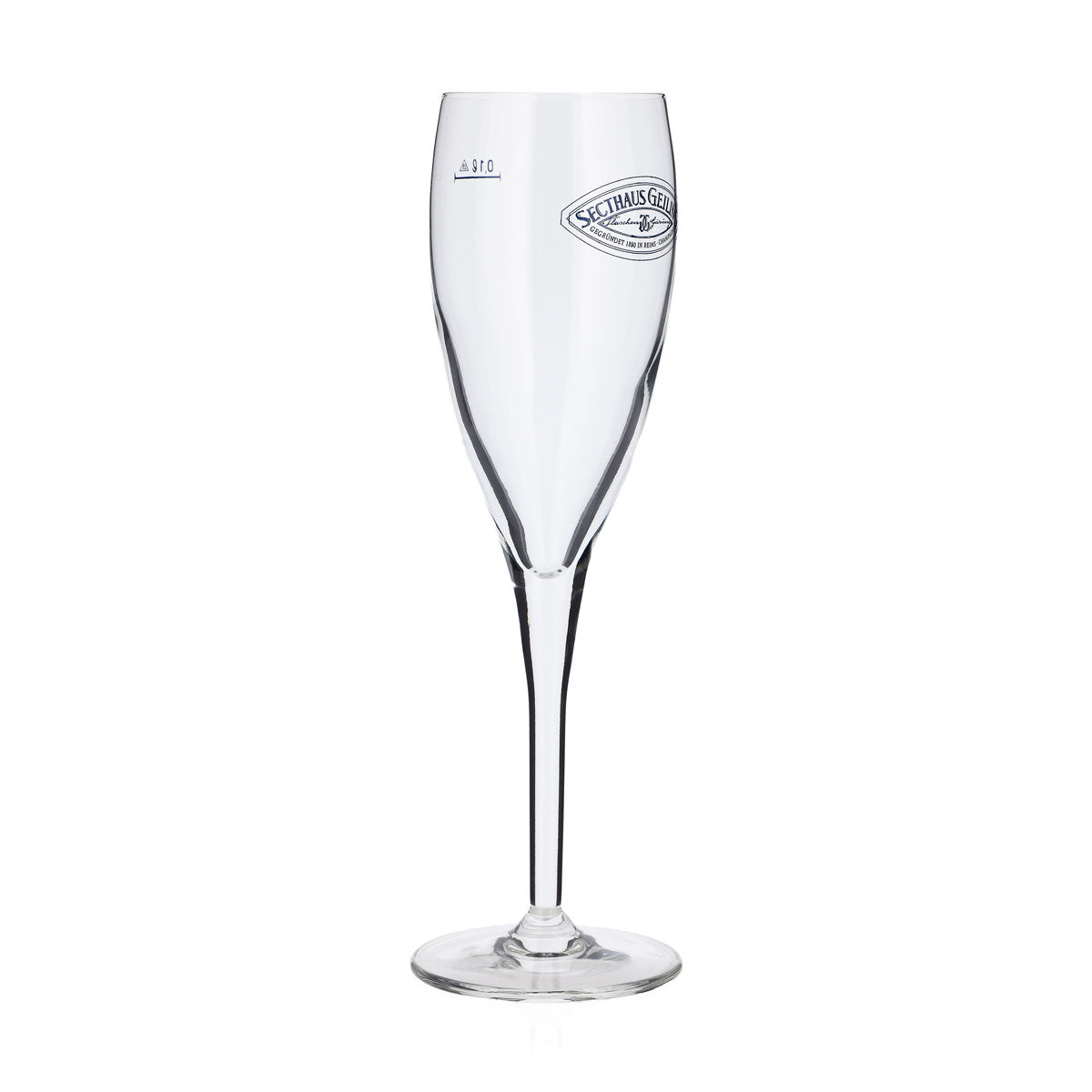 6x Goldhand Sekt Glas 0,1l Logo Secthaus Geiling blau (6er Set) – Ansicht 3