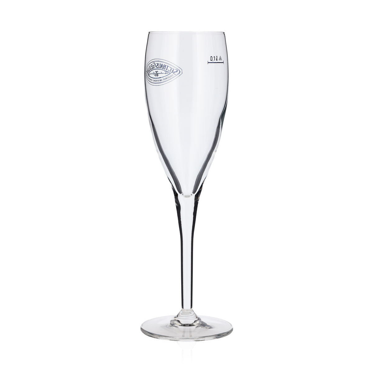 6x Goldhand Sekt Glas 0,1l Logo Secthaus Geiling blau (6er Set) – Ansicht 4