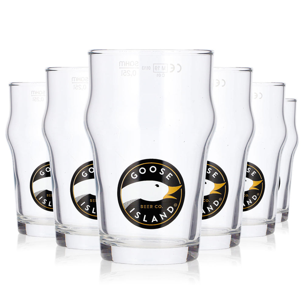 6x Goose Island Bier Glas 0,25l Longdrink Gans Logo 1988 Sahm Bierglas (6er Set)