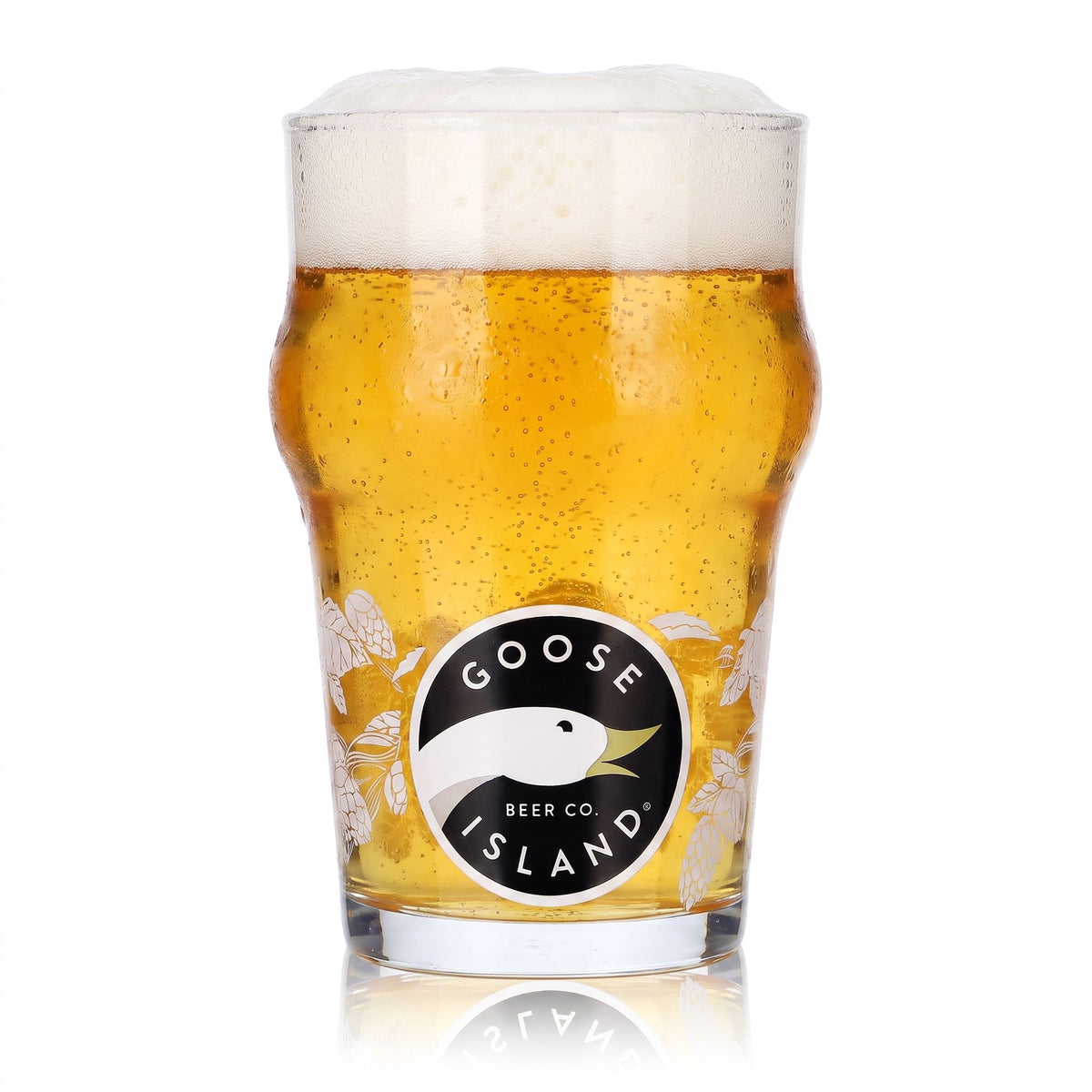 6x Goose Island Bier Glas 0,25l Longdrink Gans Logo Nuss-Motiv Weiß Sahm – Ansicht 2