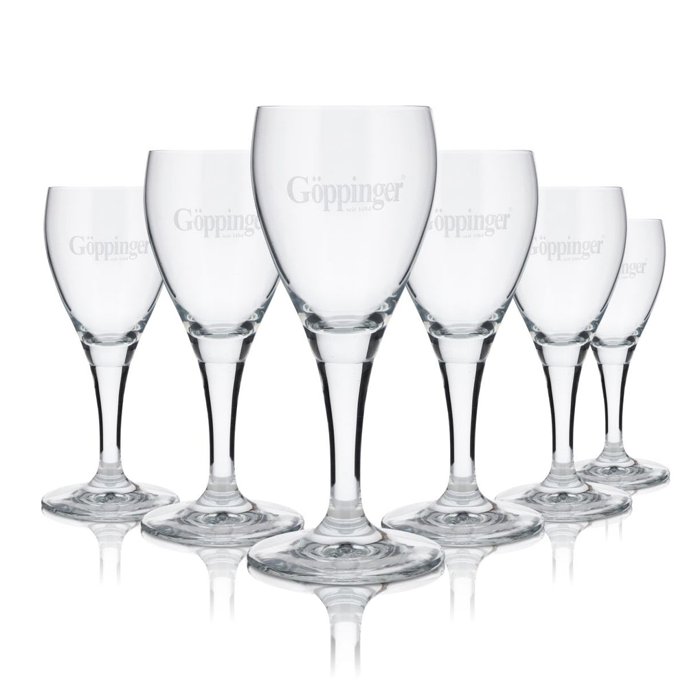 6x Göppinger Glas 0,18l Mineralwasser Sprudel Soda Gläser Set Kelchglas Gastro