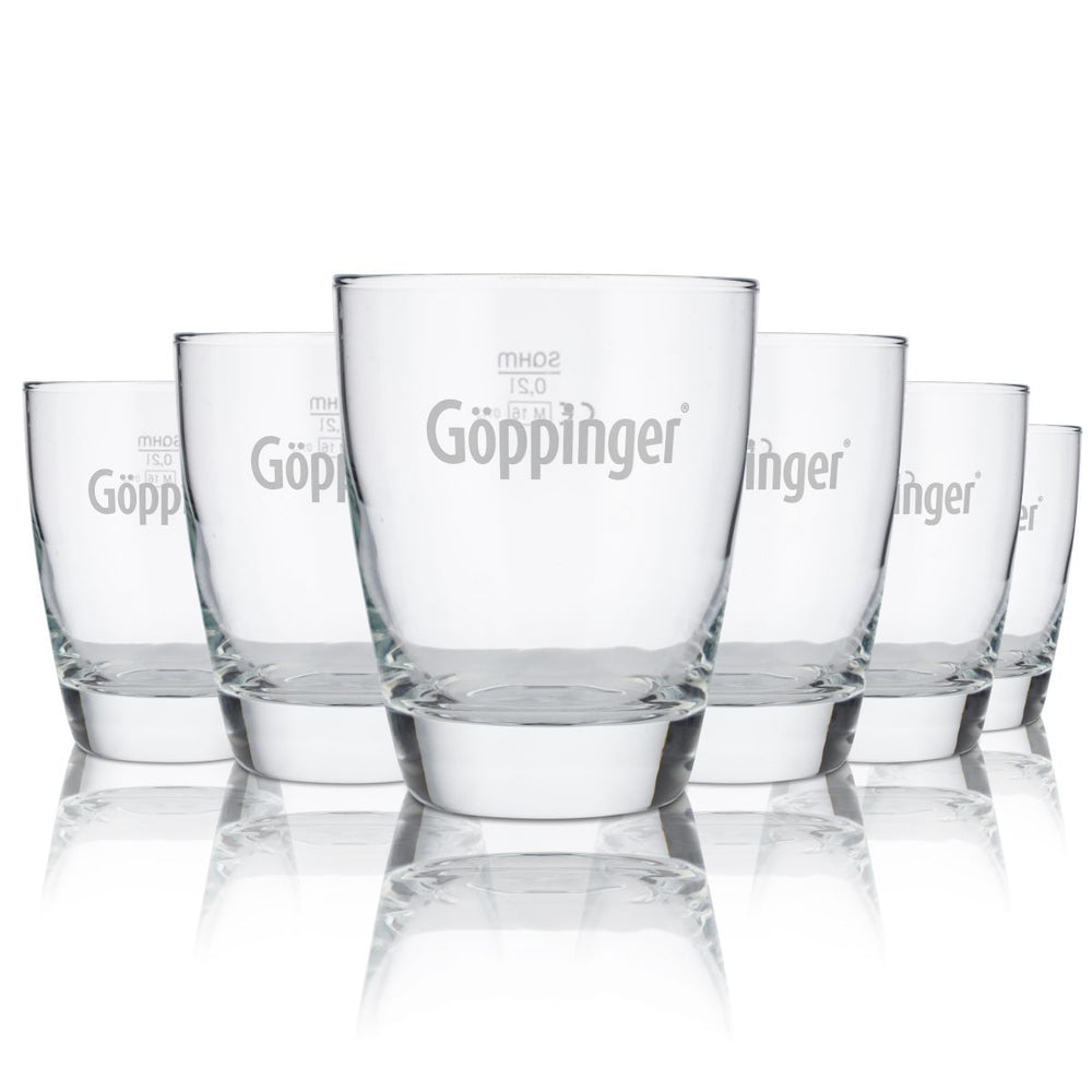 6x Göppinger Glas 0,2l Mineralwasser Sprudel Tumbler Becher Gläser Set Gastro