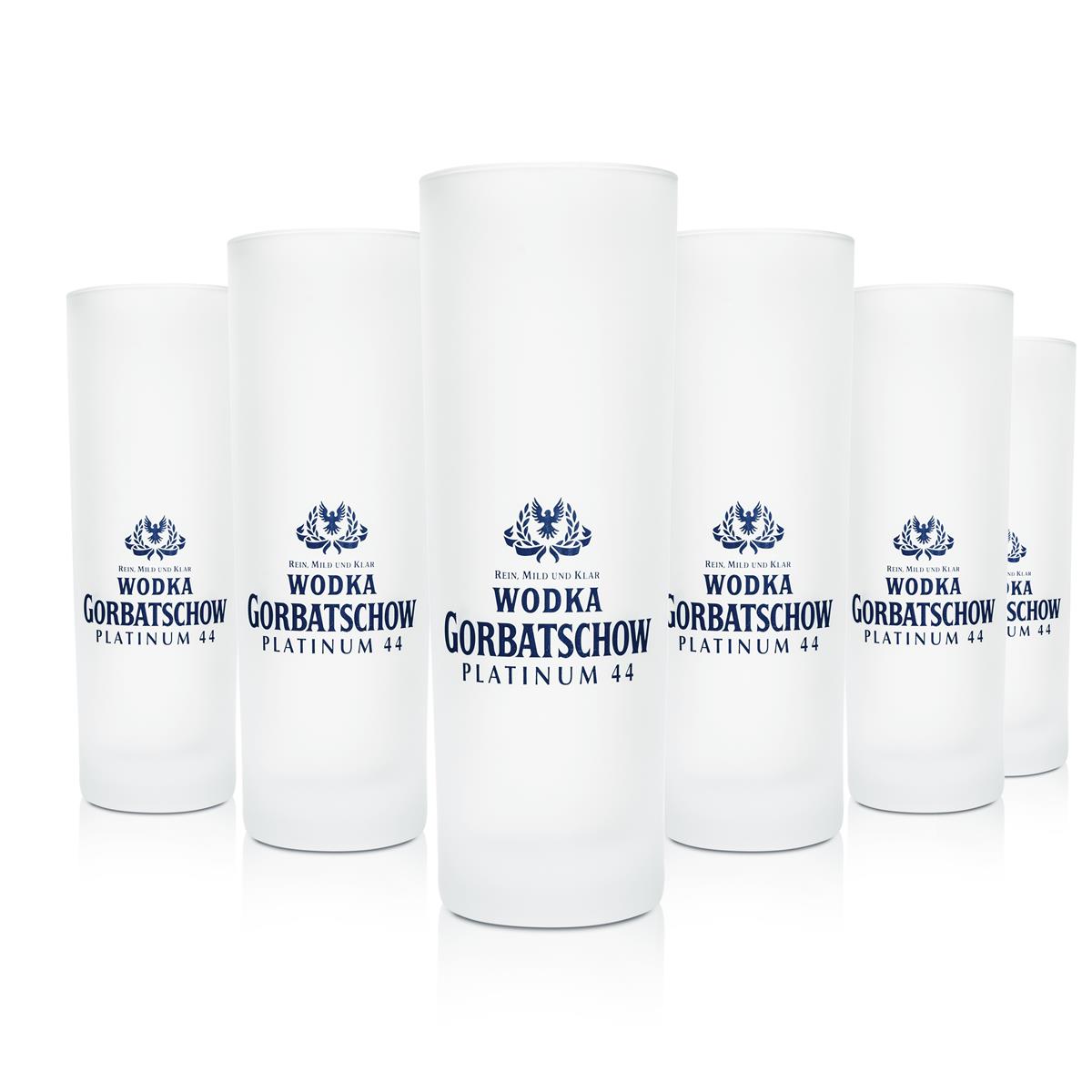 6x Gorbatschow Vodka Gläser Longdrink milchglas