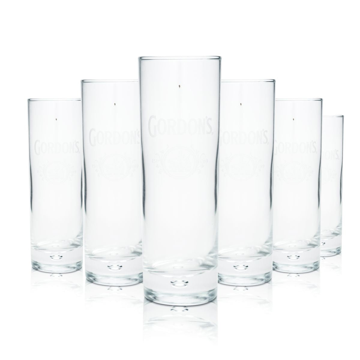 6x Gordons Gin Glas 0,23l Runde Longdrinkgläser Gin Tonic Fizz Cocktailgläser