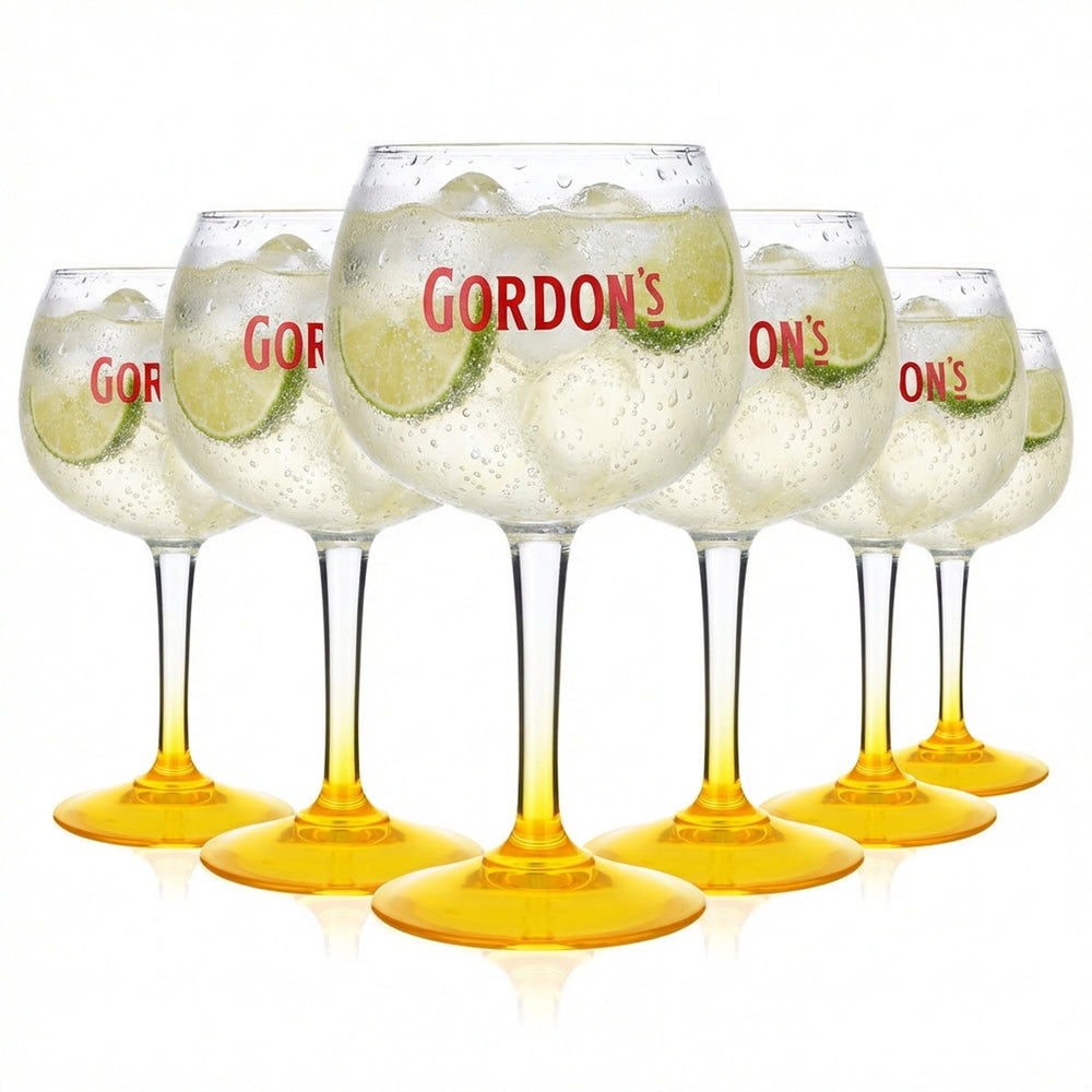 6x Gordons Gin Glas Gläser Ballonglas 0,45l Gingläser Gelb