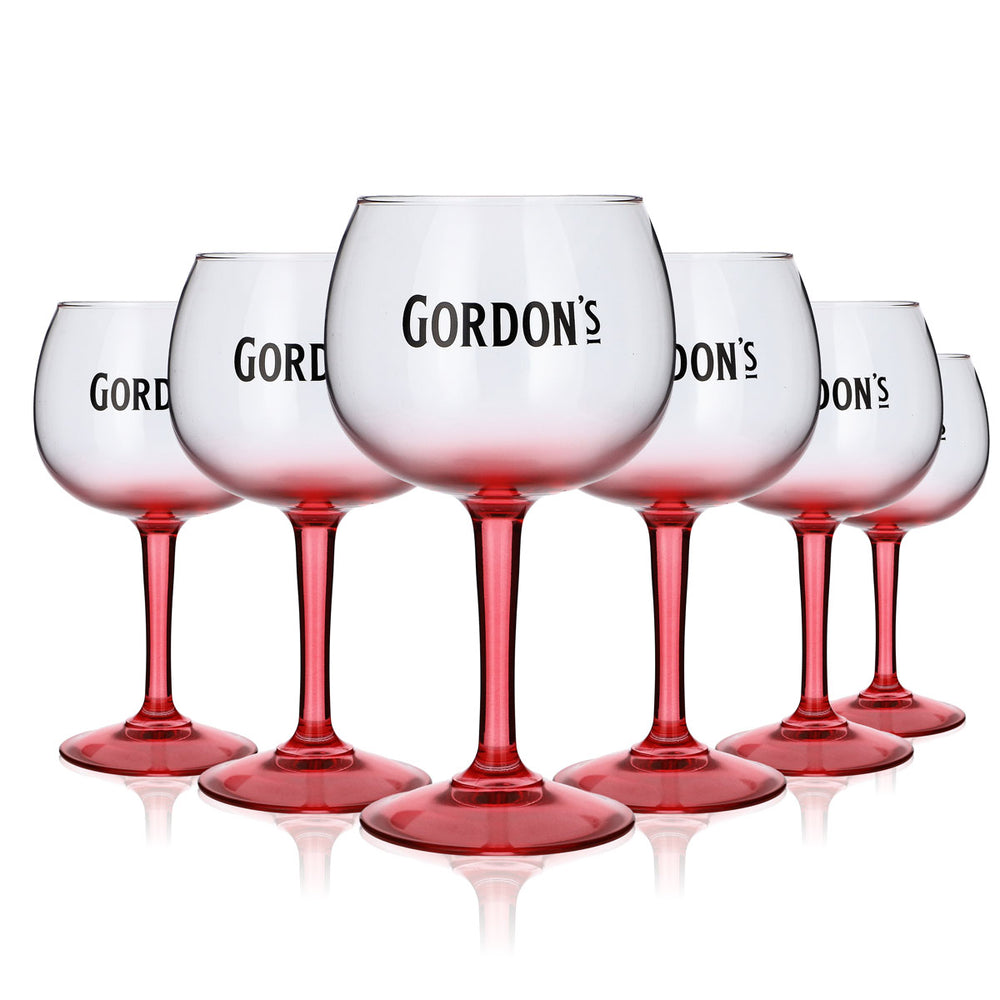 6x Gordons Glas 0,45l Ballonglas Gin Tonic Pink Rosa Cocktail Gläser Set Gastro
