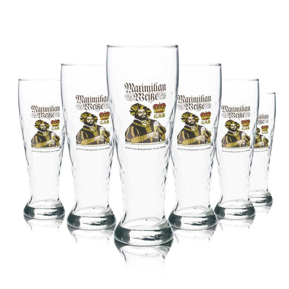 6x Graf Arco Weißbierglas 0,5l Hefe Weizen Kontur Gläser Sondereditio Maximilian