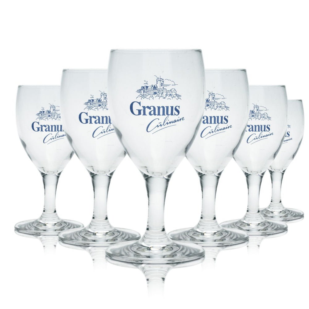 6x Granus Glas 0,18l Stielglas Culinaire Mineralwasser Sprudel Saft Gläser Set