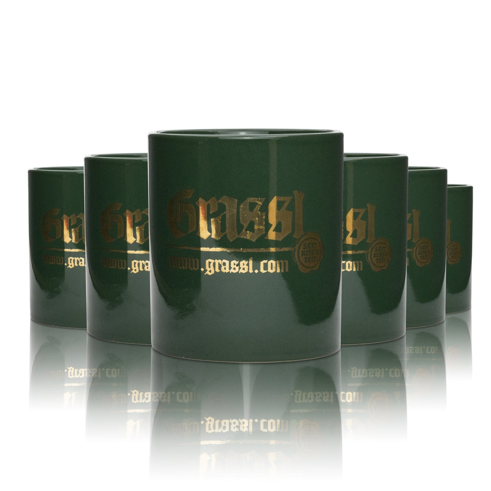 6x Grassl Schnaps Tasse Dunkelgrün Oliv 0,2l rastal