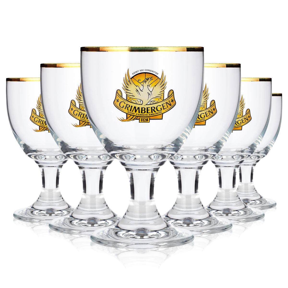 6x Grimbergen Bier Glas 25cl Kelch gelbes Logo Ritzenhoff Tulpe
