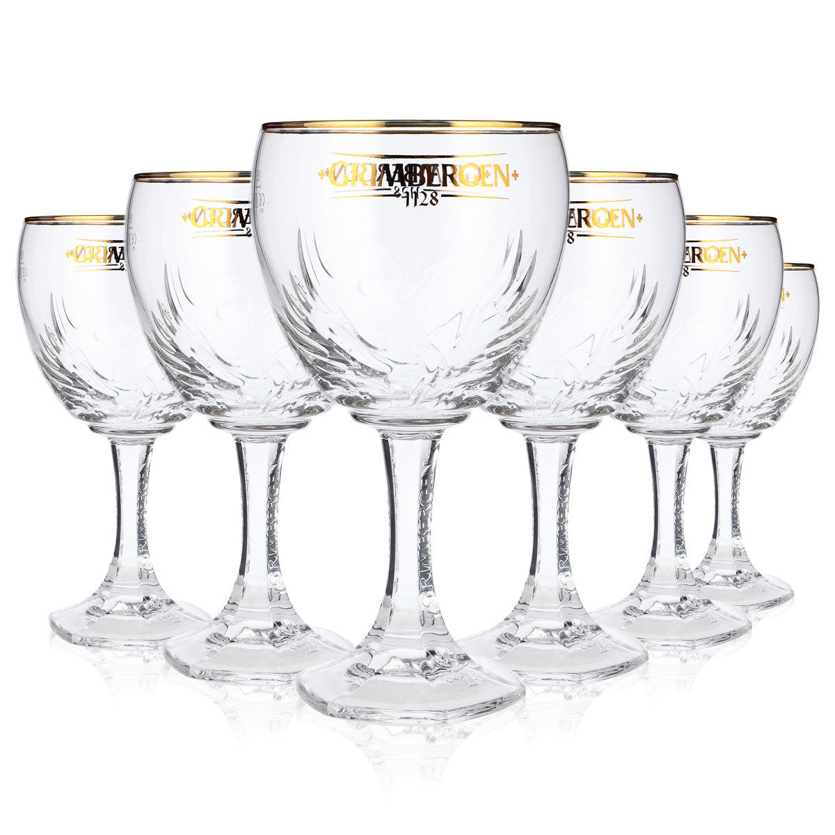 6x Grimbergen Glas 0,5l Pokal Kelch Phoenix Kontur Goldrand Gläser Gastro Beer – Ansicht 8